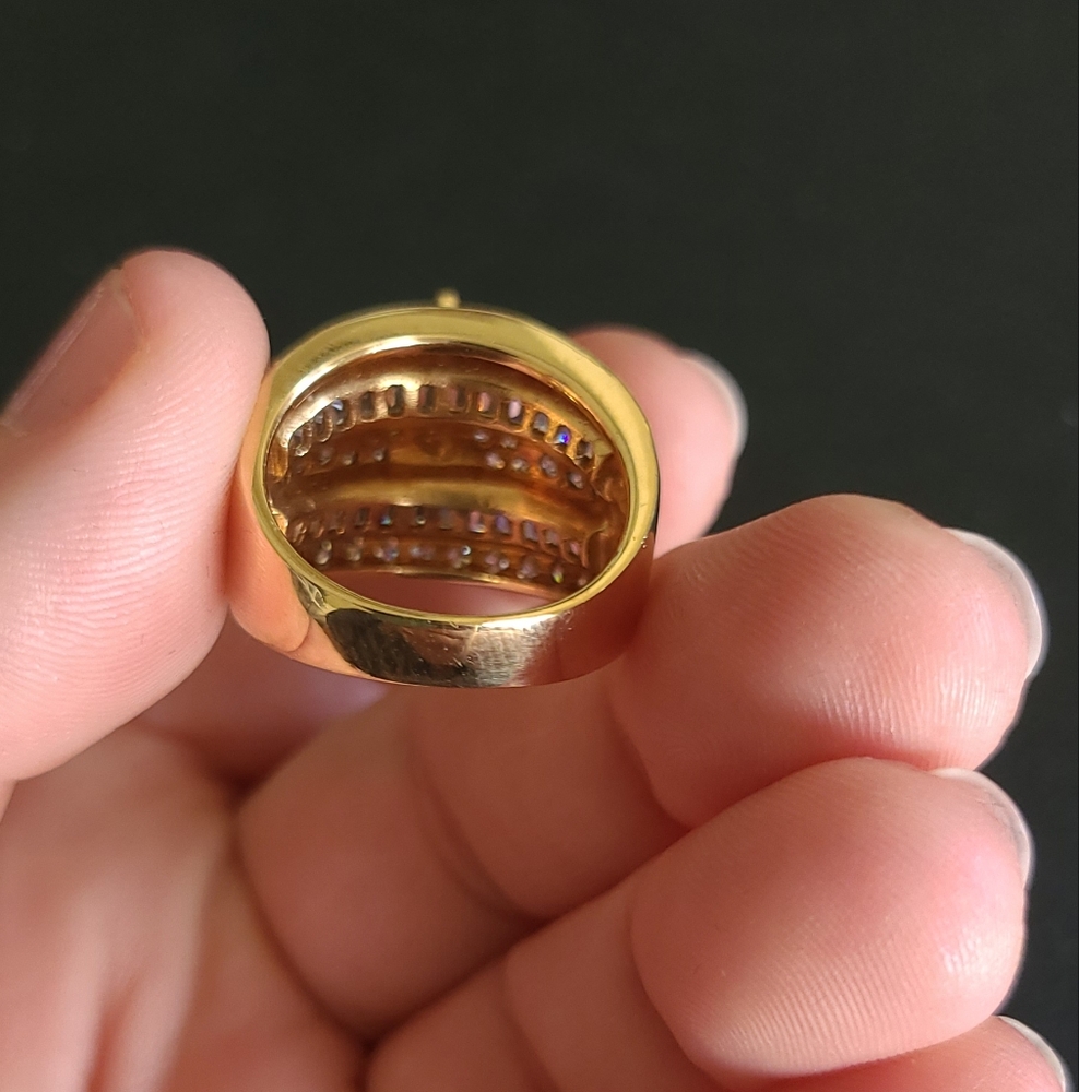Gold Vermeil Sterling Ring With Cubic Zirconia - Picture 6 of 7